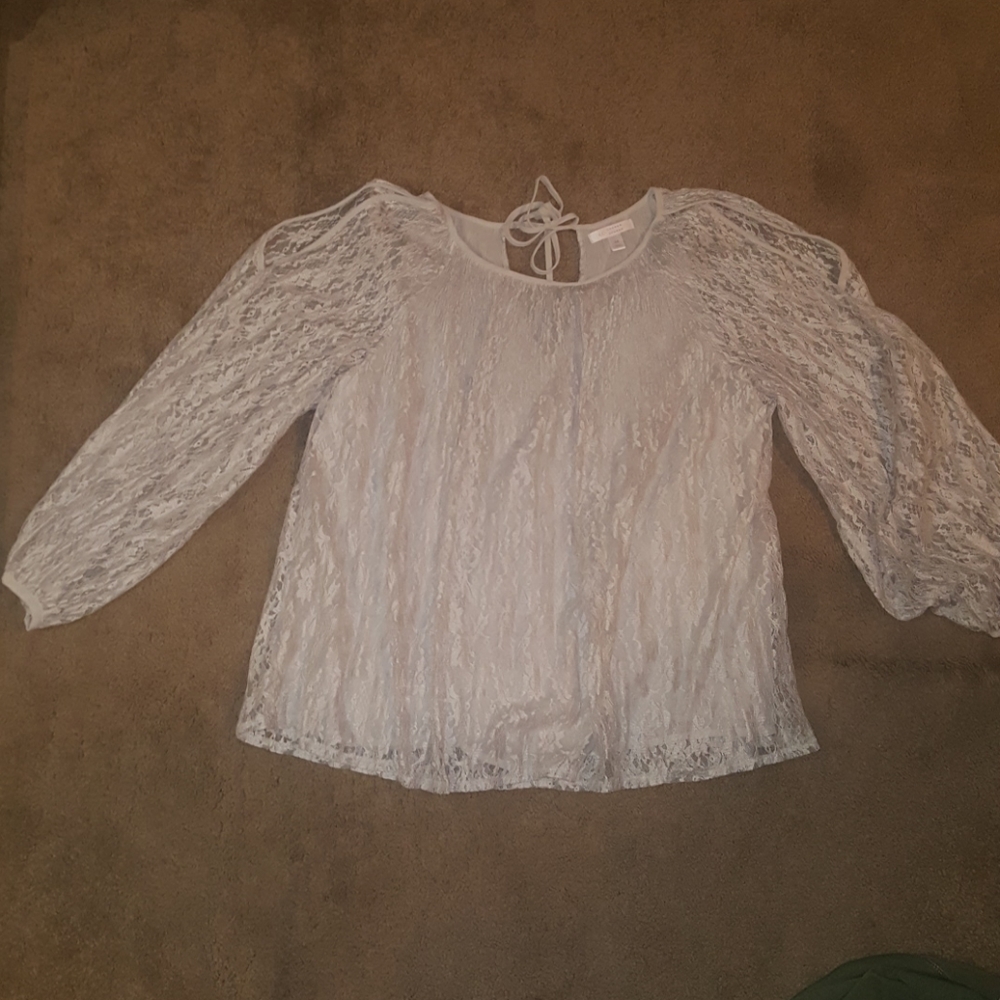 Lauren Conrad Lace Open Shoulder Top